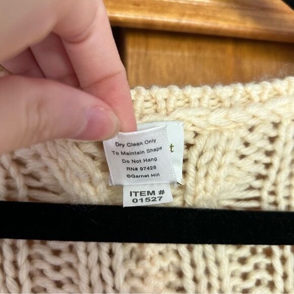 Garnet Hill Longline Duster Wool Chunky Cable Knit Cardigan Sweater Size XXL - Picture 3 of 10